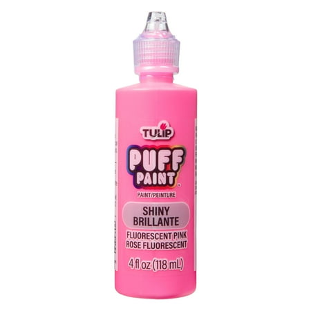 Tulip Puff Fabric Paint, Shiny Fluorescent Pink, 4 fl oz, Liquid Gel