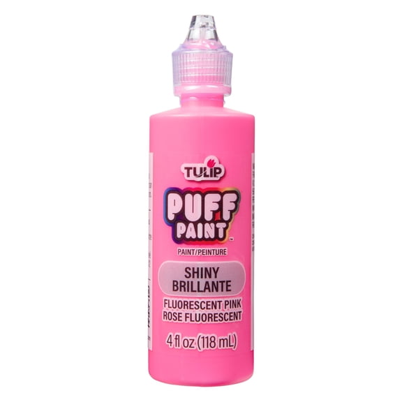 Tulip Puff Fabric Paint, Shiny Fluorescent Pink, 4 fl oz, Liquid Gel