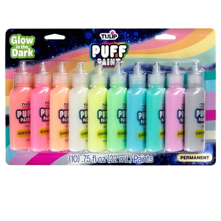 Tulip Puff Mulit-Surface Craft Paint 10 Pack, Glow in the Dark, Liquid