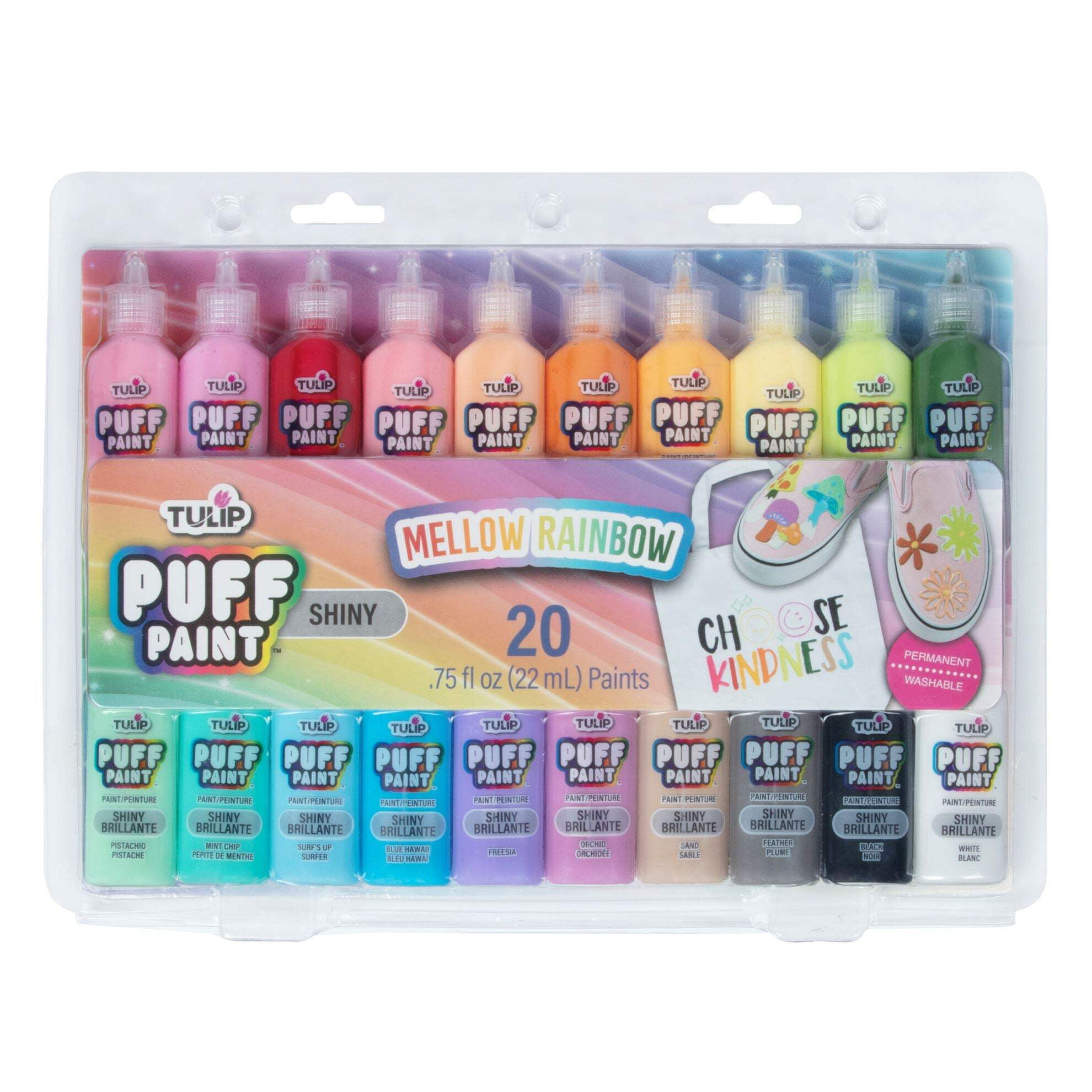 Mellow Rainbow Pastel Fabric Puff Paint Set, 20 Pack