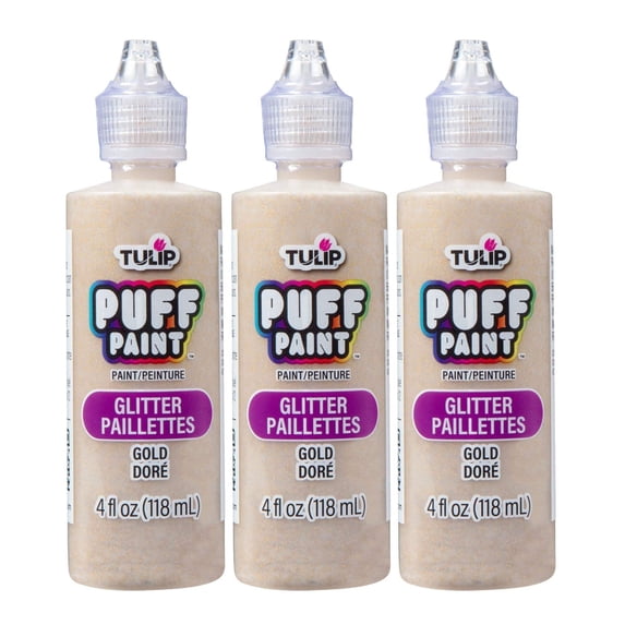 Tulip Puff Paint Washable Glitter Gold Fabric Paints 3 Pack