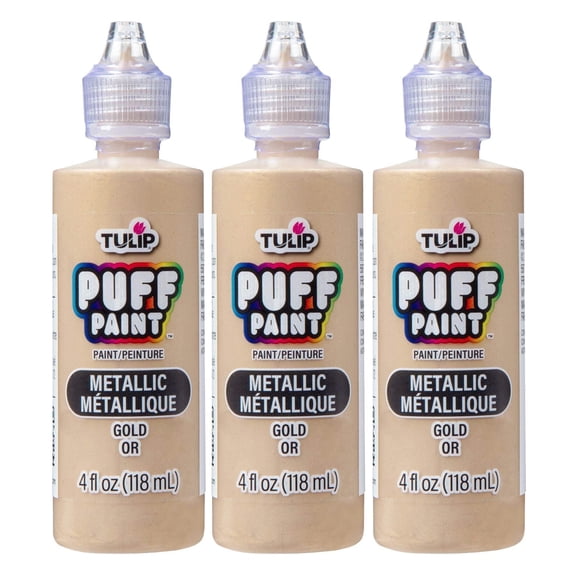 Tulip Puff Paint 4 fl. oz. Gold Metallic Acrylic Art Paint 3 Pack