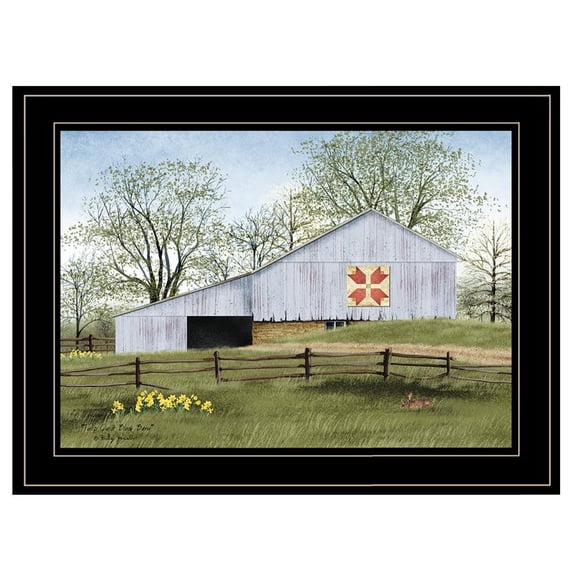 TrendyDecor4U Tulip Quilt Block Barn By Billy Jacobs Framed Print BJ1022-704G