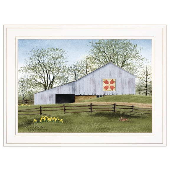 TrendyDecor4U Tulip Quilt Block Barn By Billy Jacobs Framed Print BJ1022-226G