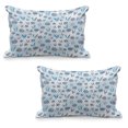 thumbnail image 1 of Tulip Quilted Pillowcover Set of 2, Different Size Tiled Tulips Illustration with Explicit Motley Lines Design Print, Standard Queen Size Pillow Cover for Bedroom, 36" x 20", Blue, by Ambesonne, 1 of 1