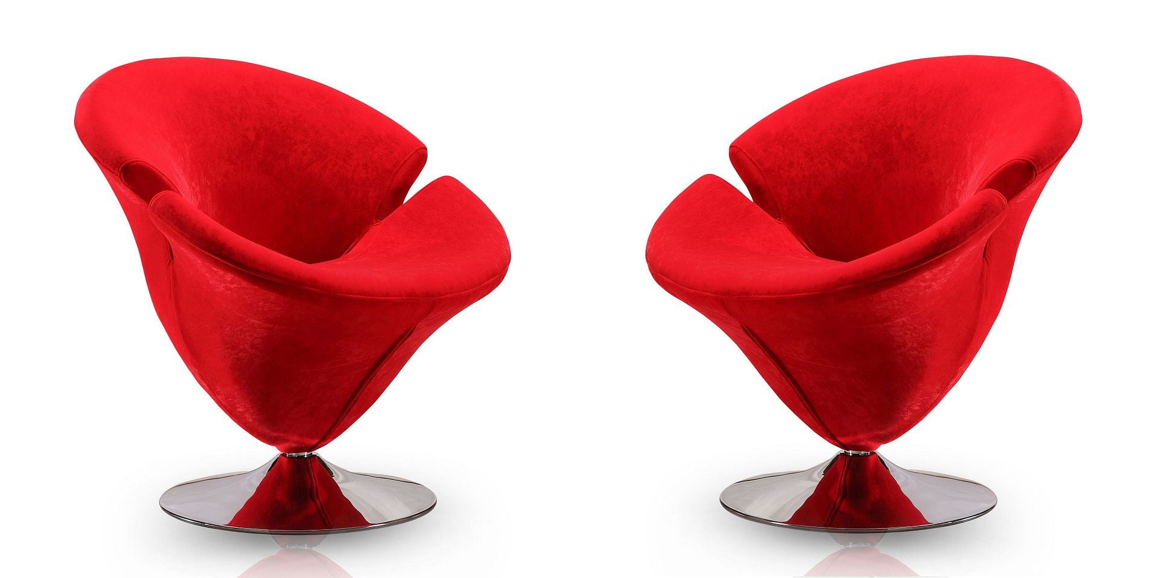 Tulip Red Velvet Swivel Barrel Accent Chair
