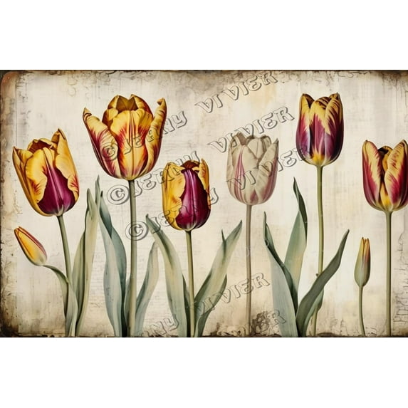 Tulip Retro Aluminum Sign 5.5"x8" Metal Sign Tulip Flower Wall Plate Boho Floral Home Decor Tin Garden Signs for Cafes Club Pub Man Cave Wall Sign Gifts