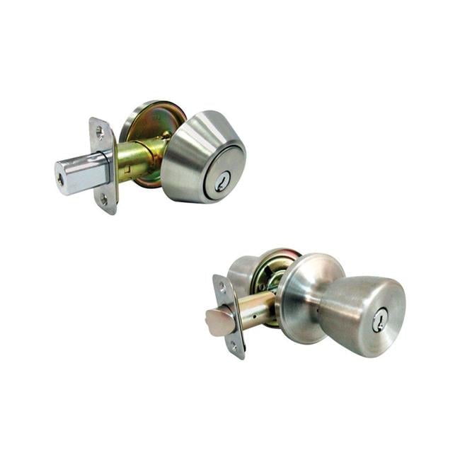 Faultless Tulip Satin Stainless Steel Entry Knob and Single Cylinder Deadbolt Right Handed Faultless Tulip Satin Stainless Steel Entry Knob and Single Cylinder Deadbolt Right Handed