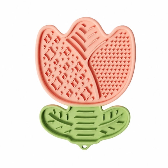 Tulip Series Dog Silicone Lick Mat, Slow Feeder Anxiety Relief Tray, Non-Slip, Blush Pink