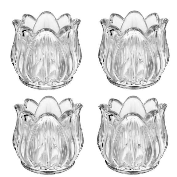Tulip Shaped Glass Candle Holder Spring Flower Tealight Candle Holder Glass Tea Light Votive Candle Holders Candle Jars for Bathroom, Mother's Day, Party, Centerpiece Decoration