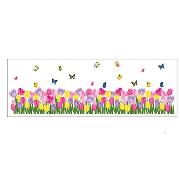 Tulip Skirting Line Wall Sticker Bedroom Living Room Backdrop Room Decorative Decal