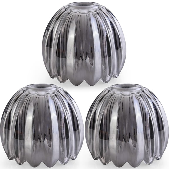 Tulip Smoke-grey 3 Pack Glass Lamp Shades, Replacement Mini for Table Wall Chandelier