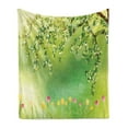 thumbnail image 1 of Tulip Soft Flannel Fleece Throw Blanket, Tulips Colored Petals Under Tree Branch in the Park Vivid Dreamy Blooms Work, Cozy Plush for Indoor and Outdoor Use, 60" x 80", Multicolor, by Ambesonne, 1 of 5