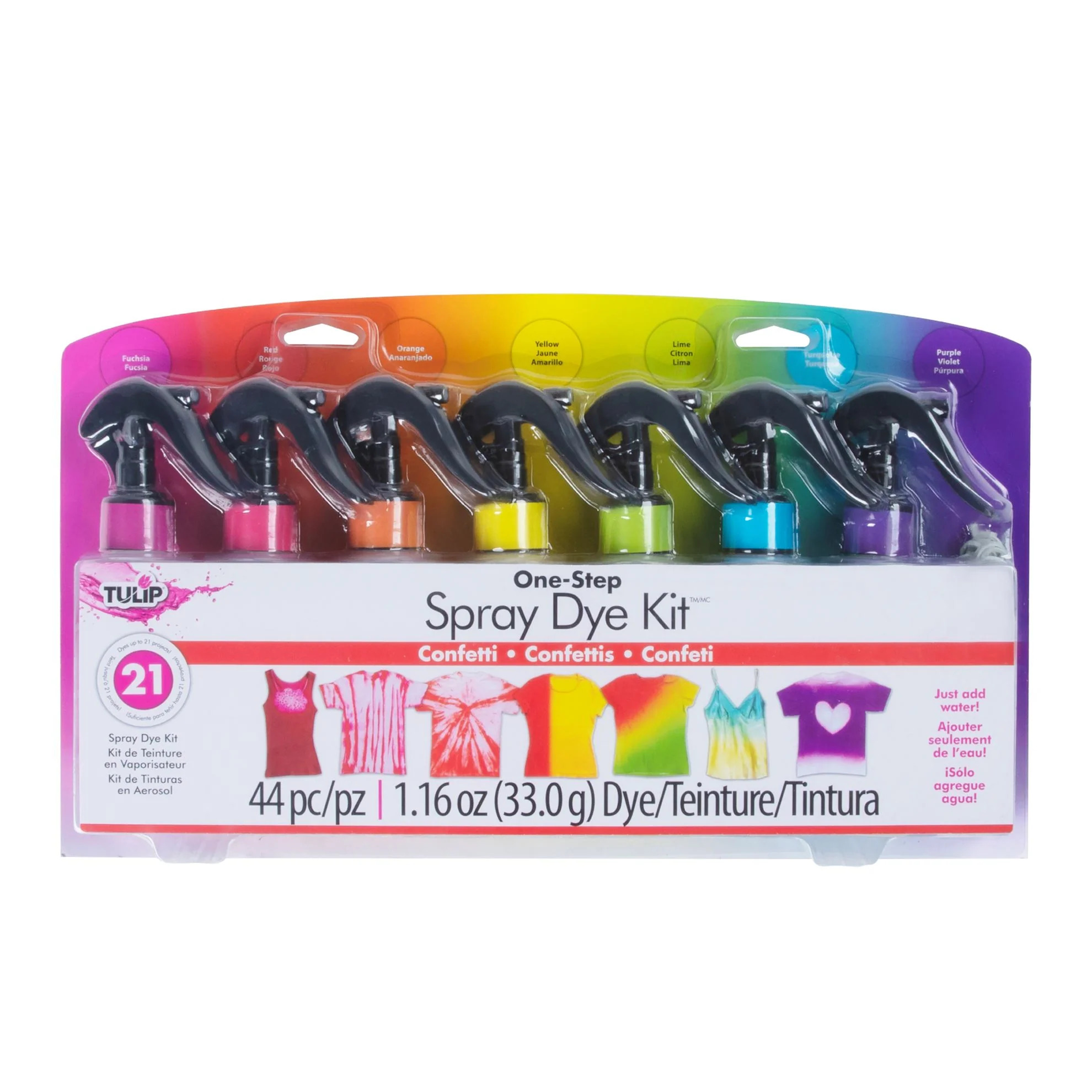 Tulip Spray TieDye Kit, 7 Colors, Vibrant Confetti