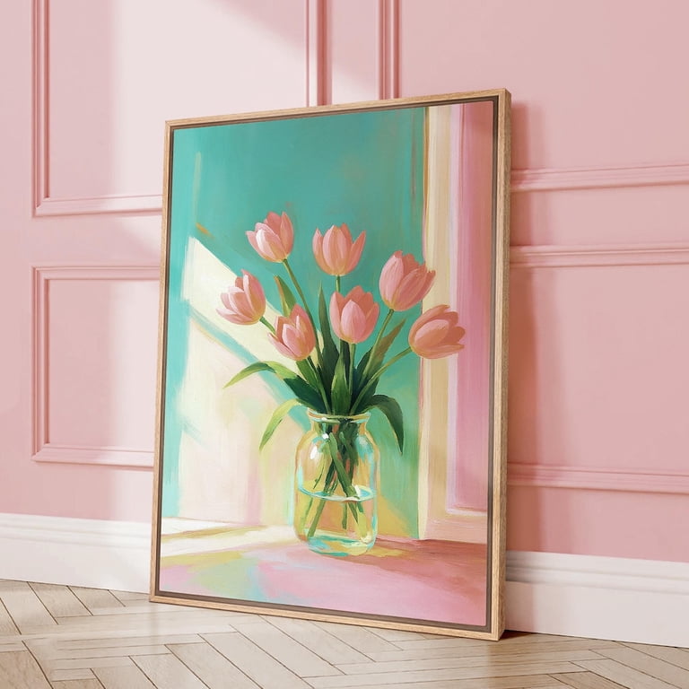 Tulip Still Life Wall Art Print, Glass Vase Spring Botanical Living ...