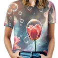 thumbnail image 1 of Tulip T-Shirts Casual T-Shirt Short Sleeve Women Trendy Tshirt Beach Custom Tops, 1 of 5