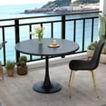 thumbnail image 1 of Tulip Table, 32" Round Dining Table with Metal Table Top and Metal Pedestal, Black Kitchen Table, Mid Century Small Dining Table for Dining Room, Kitchen, Small Space, 1 of 8