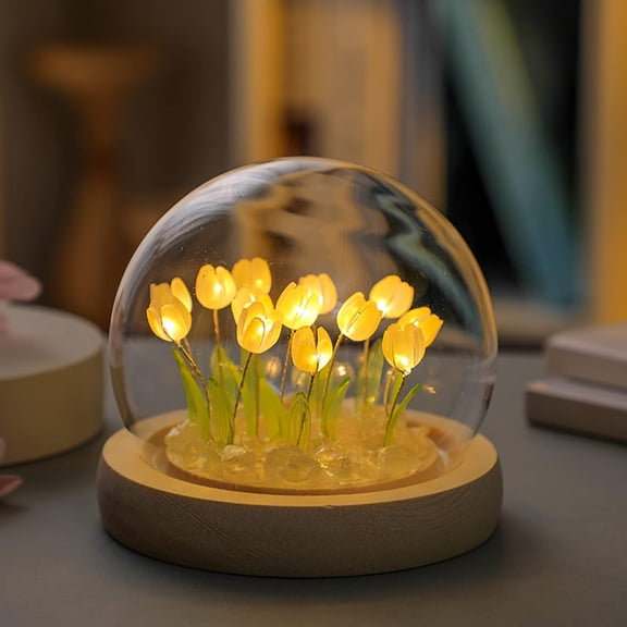 Tulip Table Lamp, DIY Tulip Night Light Kit with LED, Handmade Acrylic Flower Lamp for Home Decor, Valentine Wedding Party Gift, Bedroom Desktop Decorations (Blue, 13)