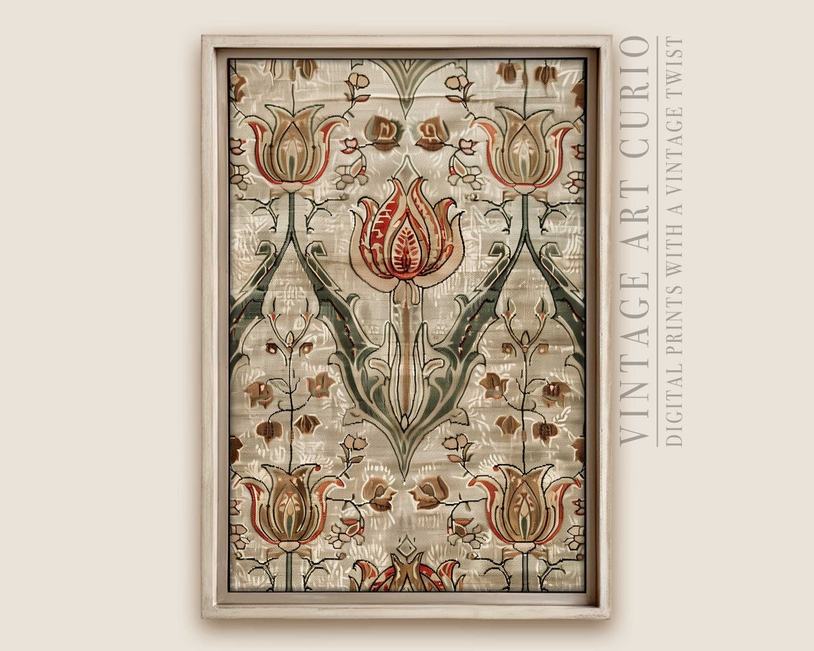 Tulip Tapestry Vintage Fabric Art, French Aesthetic, Light Academia ...