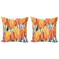 thumbnail image 1 of Ambesonne Orange Throw Pillow Cover 2 Pack, Floral Tulip Garden, 20", Orange, 1 of 6
