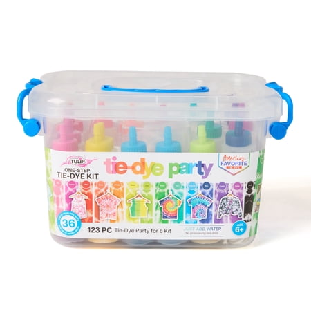 Tulip One-Step Tie-Dye Party Kit, 123 Piece All-In-One Fabric Dye Kit for Ages 6+, 36 Projects, Group Crafts & Parties