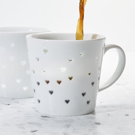 Tulip Transparent Mugs 10 fl oz Hearts Porcelain Mugs Set of 2