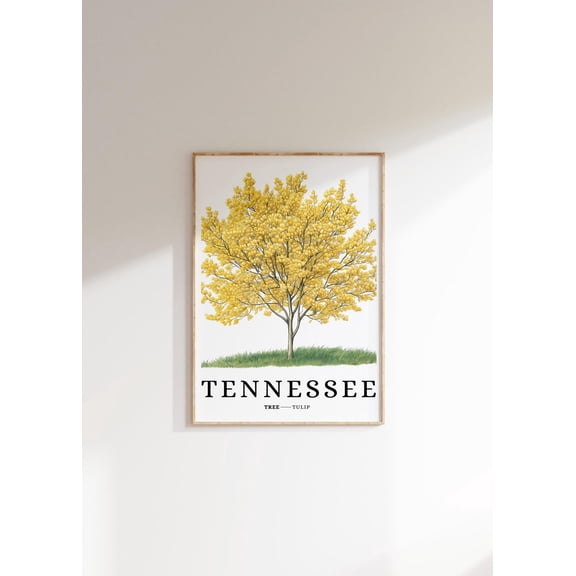 Tulip Tree Poster: Tennessee State Tree, Minimalist Botanical Art, Unframed Poster Size 8x12
