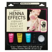 Tulip Ultimate Henna Body Art Kit, Vibrant: Pink, Yellow, Blue Non-Henna Body Paint, Multicolor
