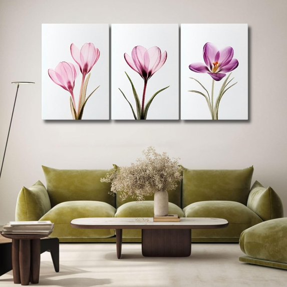 Tulip Wall Art, Pink Floral Canvas Wall Art, Flower Painting, Minimalist Floral Prints, Pink Flower Wall Decor for Living Room, Bedroom, Dining Room, Bathroom