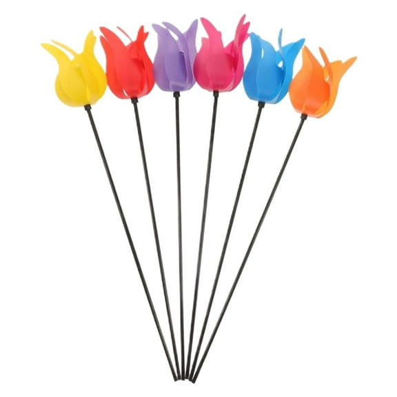 Tulip Windmill Party Windmills Garden Windmill Small Pinwheels Windmills Garden Stake Wind Spinner Tulip Night Light Fake Flowers Faux Plant Windmill Plastic, Color Random, 1.9x18.1"