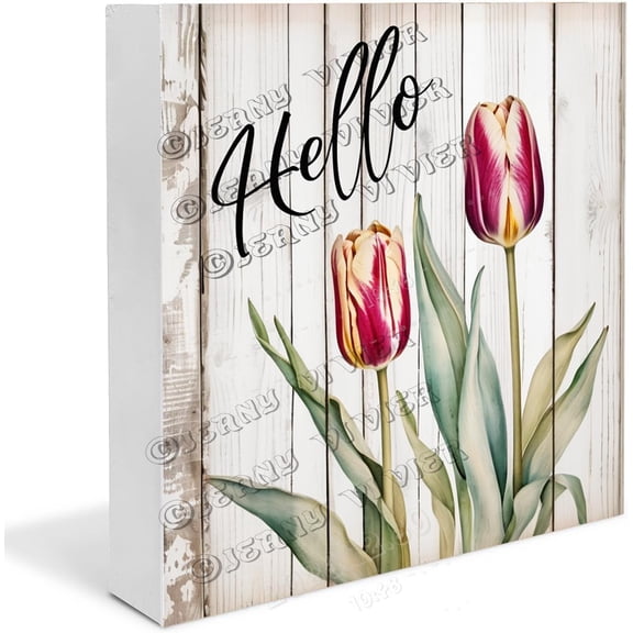 Tulip Wooden Box Sign Tulip Gifts Funny Flower Decor Tulip Decor for Table Centerpiece Wooden Box Wood Block Signs Housewarming Gifts 5"x5"