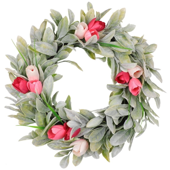 Tulip Wreath,Patriotic Tulip Floral Wreath, Spring Summer Flora Wreath for Front Door Anniversary Wedding Dinner Decorations