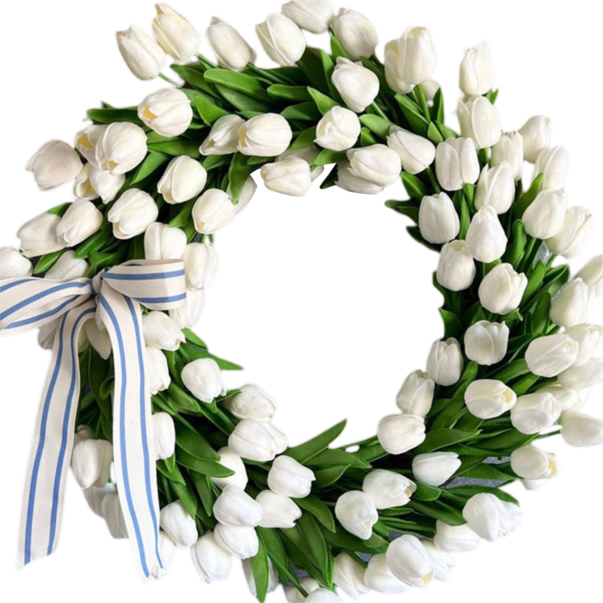 Tulip Wreath for Front Door, Spring Wreath Artificial Tulip Flower with