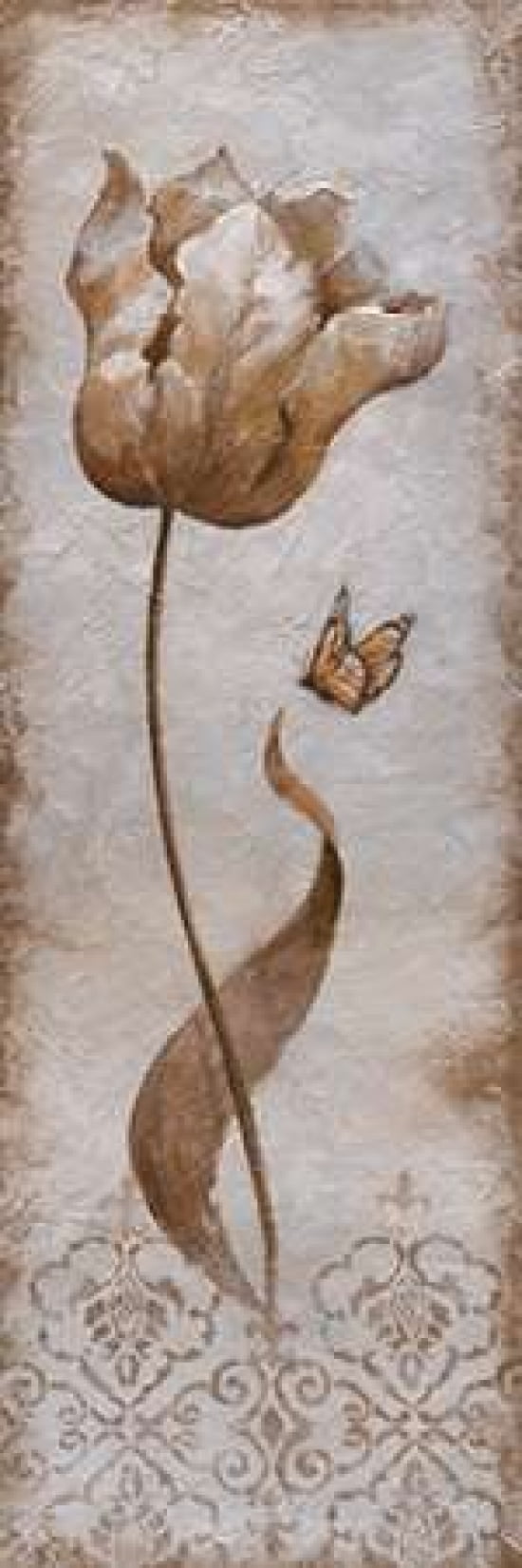 Tulip and Butterfly I Canvas Art - Nan (12 x 36)