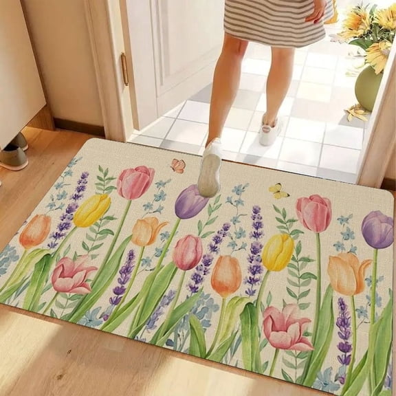 Tulip and Lavender Spring Rug
