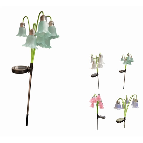 Tulip-inspired Solar Garden Lights, Auto Dusk-to-Dawn Pathway Lamp, Low Maintenance Design, Ideal Gift for Women on Daily and Festival Occasions(Green)