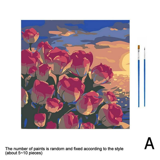 Tulip landscape diy digital oil painting handcolored oil painting ъα