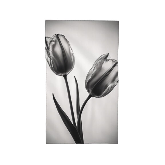 Tulipa Black And White Face Wash Cloth 27.5×16in Hand Towels Bathroom Soft Absorbent Kitchen Towel Spring Decorative Dish Hotel Gym Spa