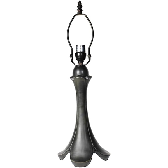 Tulipa Metal Lamp Base, Dark Bronze Finish with Gold Highlights, Nicely Weighted, 20" Tall