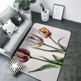 thumbnail image 1 of Tulipa White Print Washable Rugs Area Rugs for Living Room Large Bedroom Kitchen Rug Non-Slip Low-Pile Entryway Rug Floor Mat Carpet for Dining Laundry Room Office Rug 80x58 inch, 1 of 4