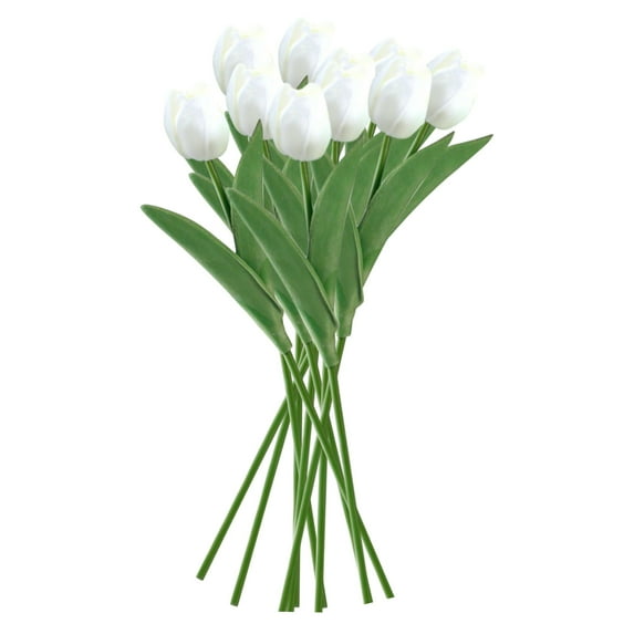 Tulipanes Artificiales, Tulips Artificial Flowers In Vase Easter Party Decorations Realistic Faux Real Touch Spring For Outdoors Fake Home Gifts Centerpiece Table Decoration White
