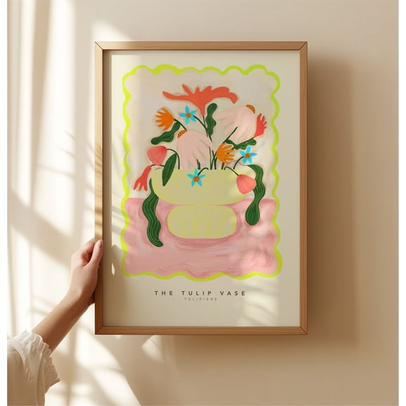 Tulipiere Art Abstract Floral Drawing Colourful Home Decor, Unframed Paper Print