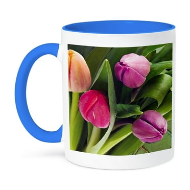 3dRose, Tulips, 11oz Two-Tone Blue Mug