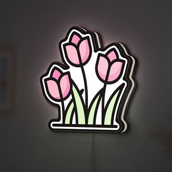 Tulips 3D Novelty Light Box, Colorful Botanical Wall Art for Conservatories and Plant-Loving Homes (Width 24 inch, 60cm)