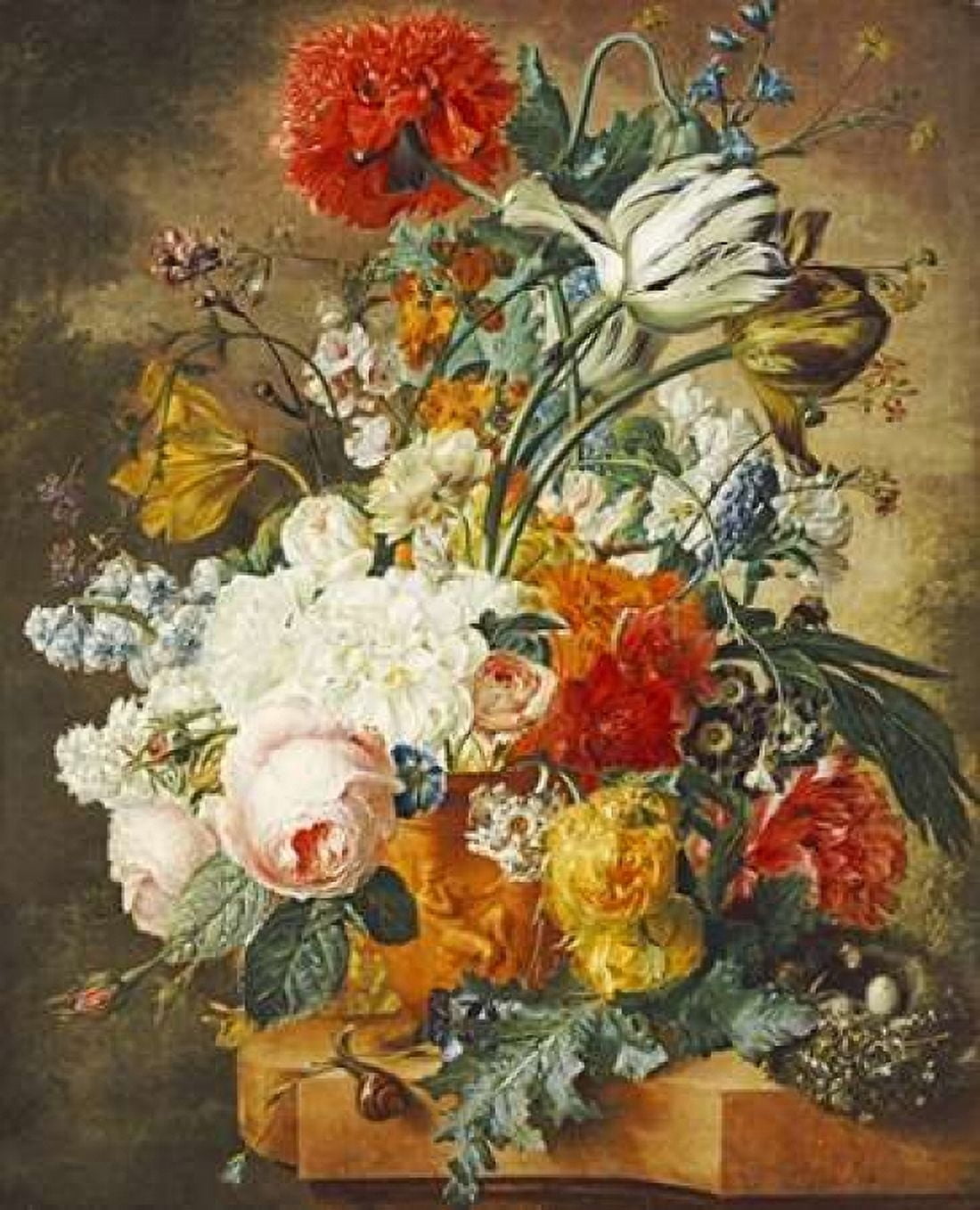Tulips An Opium Poppy Hyacinths Anemones Auricolas Convolvuli Canvas Art - Wybrand Hendriks (24 x 30)
