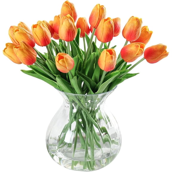 Tulips Artifical Flowers Real Touch Faux Tulip Stems PU Tulip Bouquet for Home Office Easter Spring Wreath Wedding Centerpiece Floral Arrangement Cemetery Table Decor
