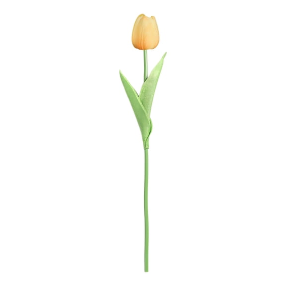 Tulips Artificial Flowers, 1 Pc Faux Tulip Stems Real Feel PU Tulips Easter Spring Wedding Bouquet Centerpiece Floral Arrangement Cemetery Table Decor, 13.19 Inch, Champagne