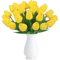 Tulips Artificial Flowers 20PCS Real Touch Tulips Flowers Tulips Faux Flowers for Home Decoration Wedding Bouquet Party Baby Shower Centerpieces Bridal Bouquet Decor (Yellow)