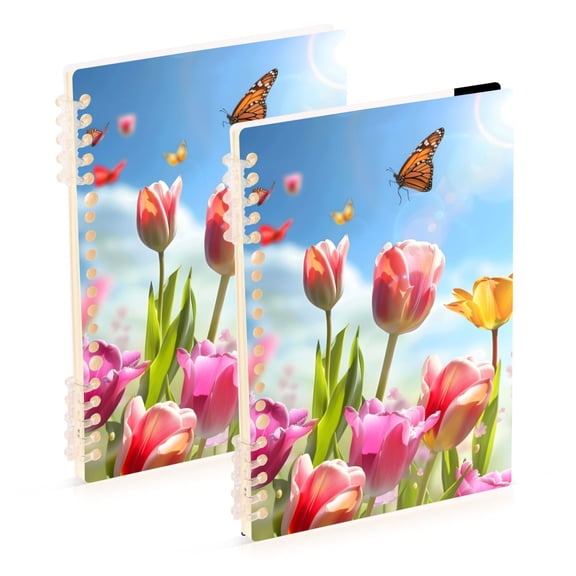 Tulips Butterflies Sun Notebook Detachable Coil Notebook Diary Plan Book A5 Size 60 Pages 1 Pack