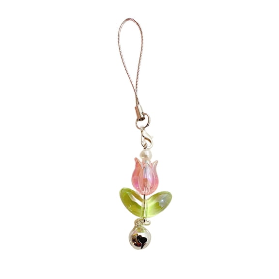 Tulips Flower Bell Pendant Phone Charm Hangings Rope Cute Phone Chain Strap Bag Decoration Lanyard Keychain Accessories